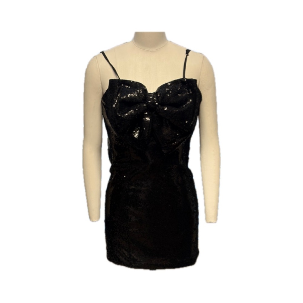 Ronny Kobo Collection Black Sequin Bow Mini Dress.
Inventory 0116